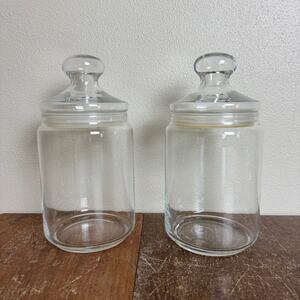 Pair (2) clear glass 6 Inch tall small/medium Canister‎ bathroom kitchen storage